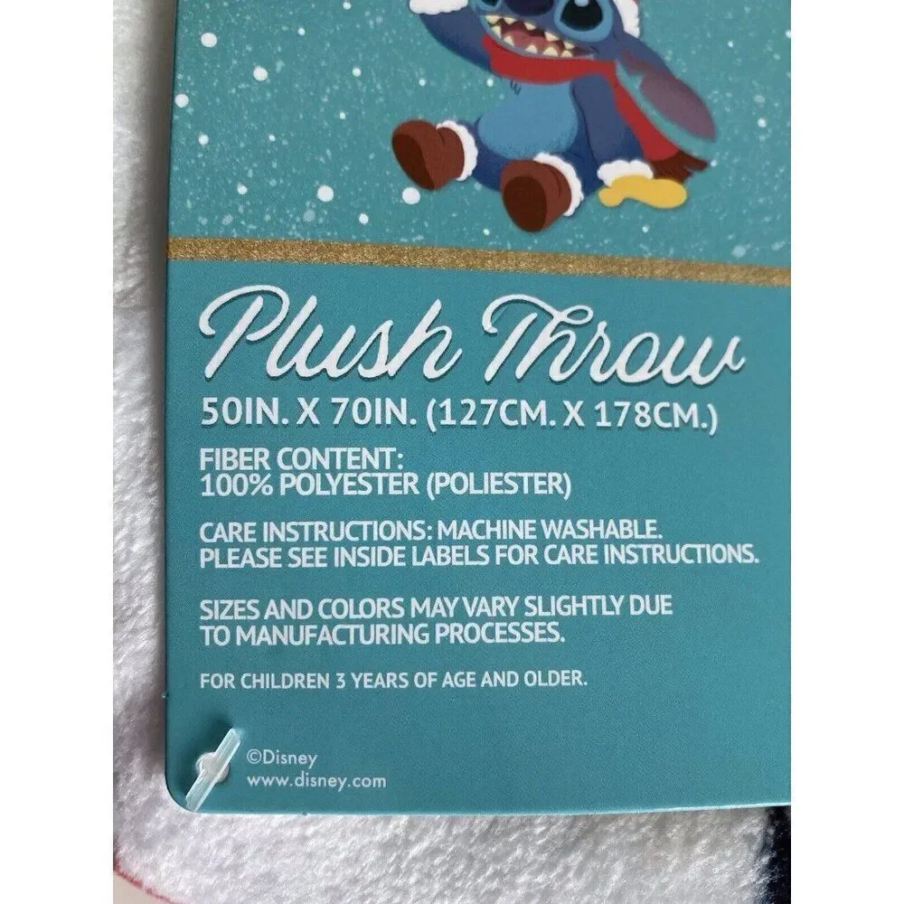 Disney Stitch & Angel Mistletoe Christmas Lights Soft Throw Blanket 50 X 70” NEW